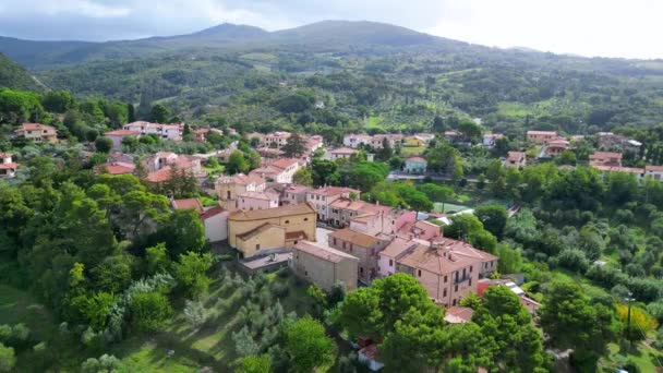 Valle Meditativo Toscana Pueblo Italia Otoño 2023 Volar Dron Inverso — Vídeos de Stock