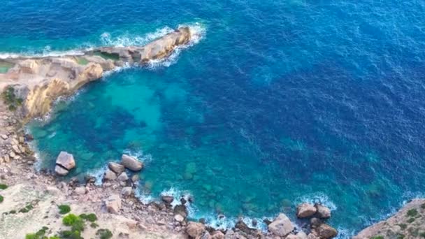 Escursione Scogliera Ibiza Isola Torre Tramonto Spagna Uccelli Vista Drone — Video Stock