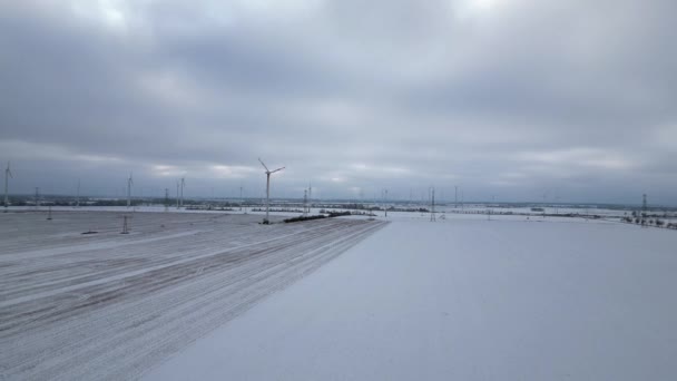 Torre Celular Móvil Mástil Teléfono Transmisión Nieve Invierno Sobrevuelo Sobrevuelo — Vídeos de Stock