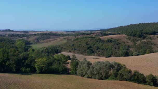 Krajobraz Wsi Fall Toskania Włochy Dron Przegląd Panoramy Dron Wysokiej — Wideo stockowe