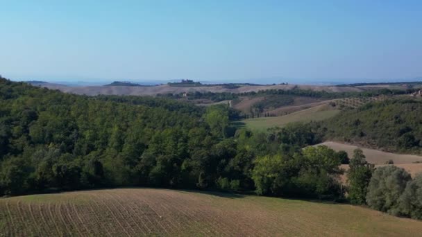 Krajobraz Wsi Fall Toskania Włochy Dron Obrót Prawej Drona Wysokiej — Wideo stockowe