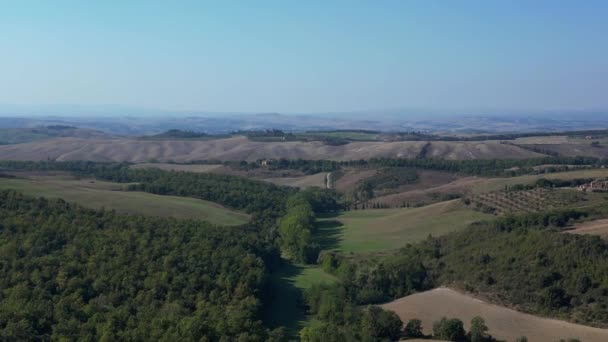 Krajobraz Wsi Fall Toskania Włochy Dron Przegląd Panoramy Dron Wysokiej — Wideo stockowe
