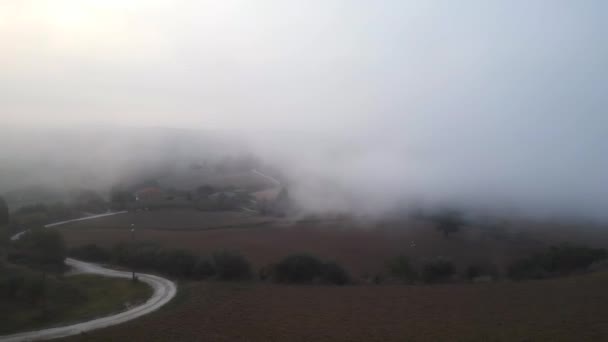 Gündoğumu Sabahı Sisi Talya Nın Sonbaharda Toskana Manzarası Panorama Genel — Stok video