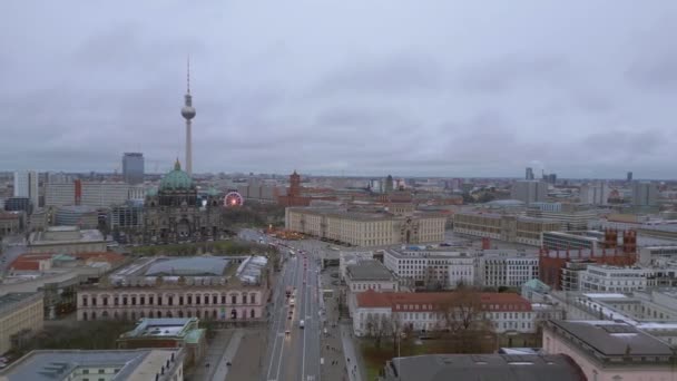 Berlin Winterlicher Weihnachtsmarkt Deutschland Übersicht Drohne Filmmaterial — Stockvideo