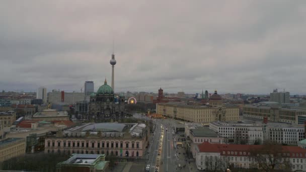 Berlin Zimowy Rynek Świąteczny Niemcy Przegląd Panoramy Dron Materiał Filmowy — Wideo stockowe