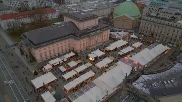 Berlino Mercatino Natale Invernale Germania Drone Girato Filmato Sopra Filmati — Video Stock