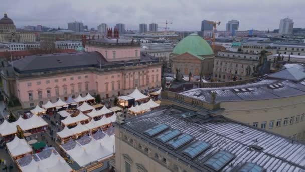 Berlin Kış Noel Pazarı Almanya Nsansız Hava Aracı Kamerası Sinematik — Stok video
