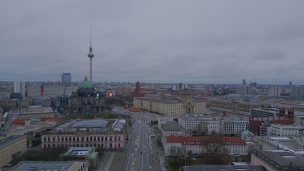 Berlin Winter Julmarknad Tyskland Rotation Till Vänster Drönare Filmklipp — Stockvideo