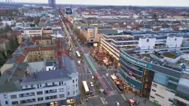 Berlin Steglitz Christmas Market Winter Germany Cinematic Footage — Stock Video