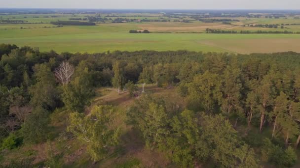 Lilienthal Monument Flying Hill Summer Germany Drone Camera Pointing Cinematic — Stock Video