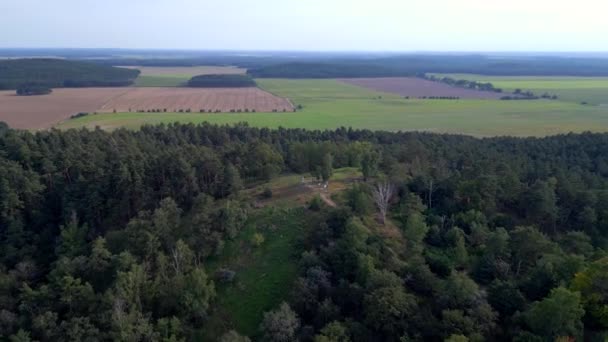 ドイツの夏の丘を飛ぶリエンタールの記念碑 オーバーフライトフライオーバードローン4K映画映像 — ストック動画