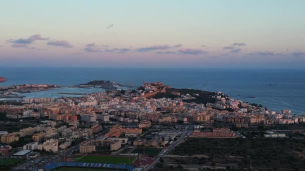 Ibiza Острова Закат Босса Зеленые Холмы Вилла Беспилотник Осень 2023 — стоковое видео