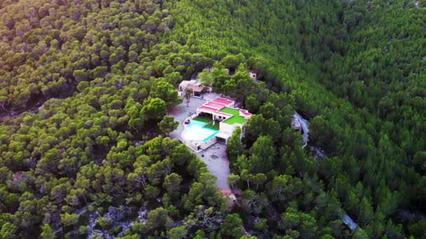 Ibiza Ostrov Západ Slunce Bossa Green Hills Villa Drone Podzim — Stock video