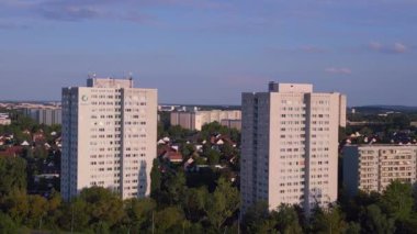 Prefabrik konut kompleksi, Berlin Marzahn Almanya 'yı inşa eden panel sistemi 2023 yazı.