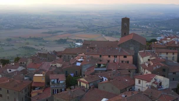 Óváros Olasz Középkori Hegyi Falu Toszkána Légy Fordított Drón Filmfelvétel — Stock videók