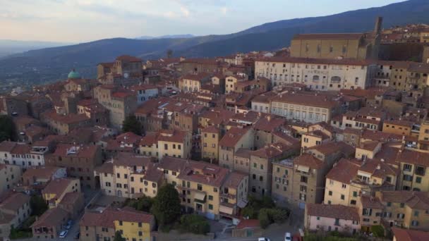 Casco Antiguo Italiano Medieval Colina Pueblo Toscana Dolly Right Drone — Vídeo de stock