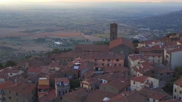 Óváros Olasz Középkori Hegyi Falu Toszkána Panoráma Áttekintés Drón Filmfelvétel — Stock videók