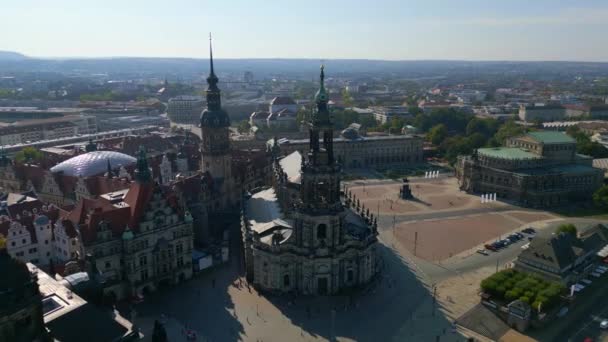 Церковна Опера Цвінгера Рівер Сіті Дрезденський Безпілотник 2023 — стокове відео