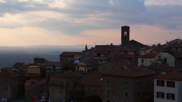 Óváros Olasz Középkori Hegyi Falu Toszkána Lift Fel Drone Filmfelvétel — Stock videók