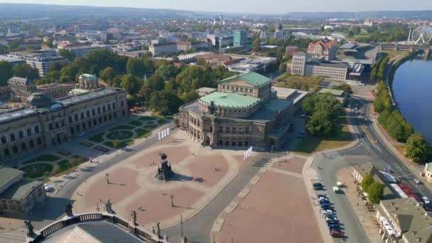 Zwinger Church Opera River City Dresden Drone 2023 Oiseaux Vue — Video