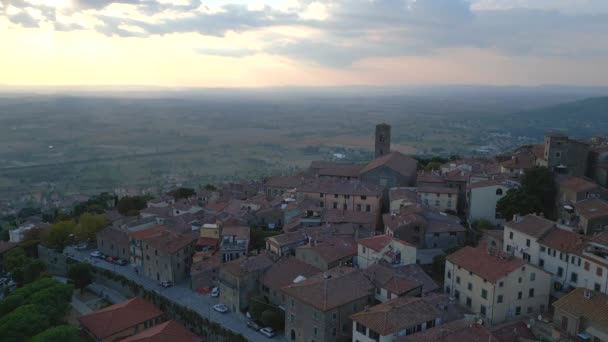 Óváros Olasz Középkori Hegyi Falu Toszkána Panoráma Áttekintés Drón Filmfelvétel — Stock videók