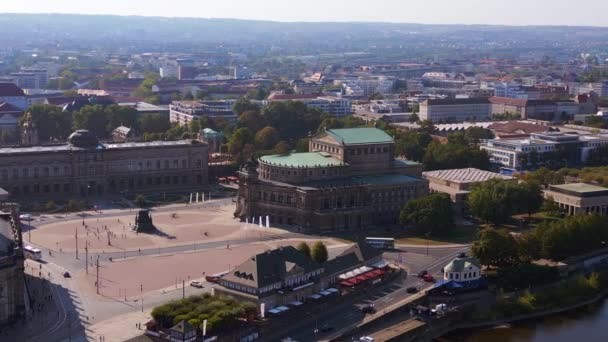Zwinger Church Opera River City Dresden Drone 2023 Panorama Orbit — Stock Video