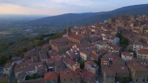 Óváros Olasz Középkori Hegyi Falu Toszkána Széles Keringési Pálya Áttekintése — Stock videók