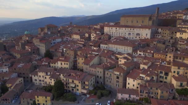 Cidade Velha Vila Medieval Italiana Colina Toscana Dolly Left Drone — Vídeo de Stock