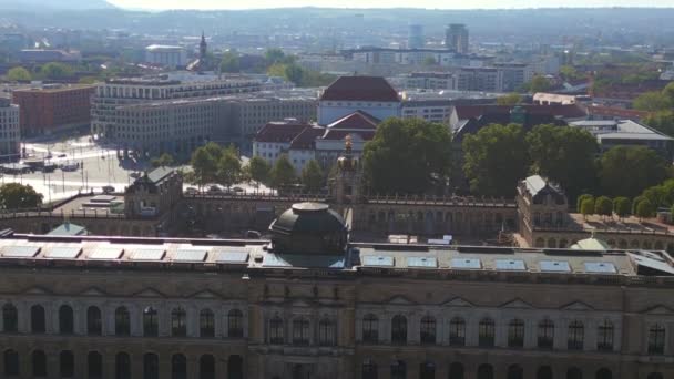 Zwinger Church Opera River City Dresden Drone 2023 Ascending Drone — Stock Video