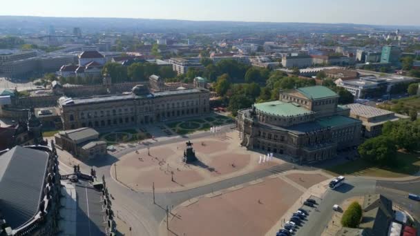 Zwinger Church Opera River City Dresden Drone 2023 Voar Reverter — Vídeo de Stock