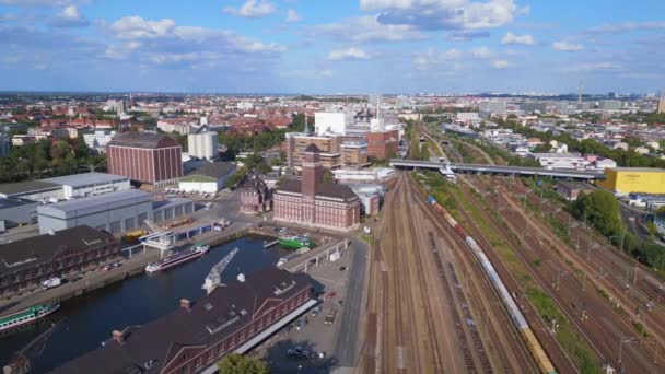 Westhafen Berlin Industry City Harbor Port Drone High Quality Dolly — Stock Video