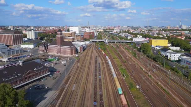 Westhafen Berlin Industry City Harbor Port Drone Overflight Flyover Drone — Stock Video