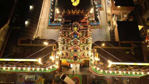 Kuala Lumpur Σρι Mahamariamman Ινδουιστικό Ναό Chinatown Τηλεκατευθυνόμενο Τράβηξε Πλάνα — Αρχείο Βίντεο