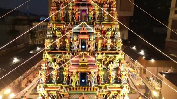 Kuala Lumpur Sri Mahamariamman Tempio Indù Chinatown Drone Ascendente Filmati — Video Stock