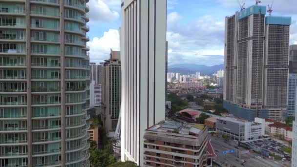 City Petronas Torres Gêmeas Dia Arranha Céus Drone Panorama Visão — Vídeo de Stock