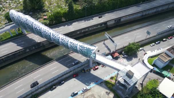 Moderne Brücke Kuala Lumpur City Wolkenkratzer Drohne Von Oben Nach — Stockvideo