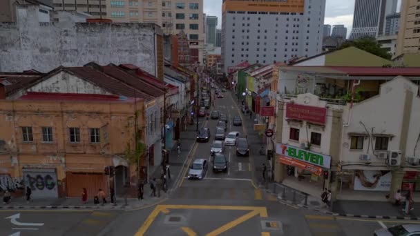 Kuala Lumpur Chinatown Street Hindu Sri Maha Mariamman Tempio Panoramica — Video Stock