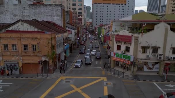 Kuala Lumpur Chinatown Street Hindu Sri Maha Mariamman Tempio Drone — Video Stock