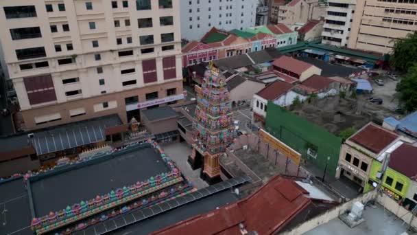 Kuala Lumpur Chinatown Calle Hindú Templo Sri Maha Mariamman Dron — Vídeos de Stock