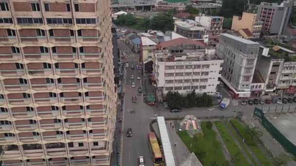 Kuala Lumpur Histórico Chinatown Malasia Inclinar Hacia Abajo Dron Imágenes — Vídeos de Stock