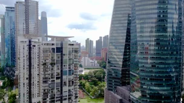 Pénzügyi Negyed Kuala Lumpur Felhőkarcoló Húzza Drónt Kiváló Minőségű Felvételek — Stock videók