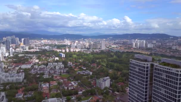Pénzügyi Negyed Kuala Lumpur Felhőkarcoló Panoráma Áttekintő Drón Kiváló Minőségű — Stock videók