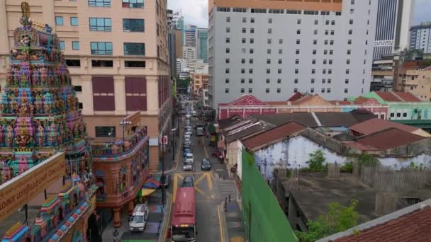 Kuala Lumpur Chinatown Rua Hindu Sri Maha Mariamman Templo Voar — Vídeo de Stock