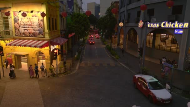 Kuala Lumpur Chinatown Town Petaling Street Uppstigande Drönare Högkvalitativ Film — Stockvideo