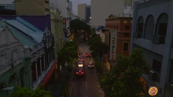 Kuala Lumpur Chinatown Town Petaling Street Нисходящий Дрон Высококачественные Кадры — стоковое видео