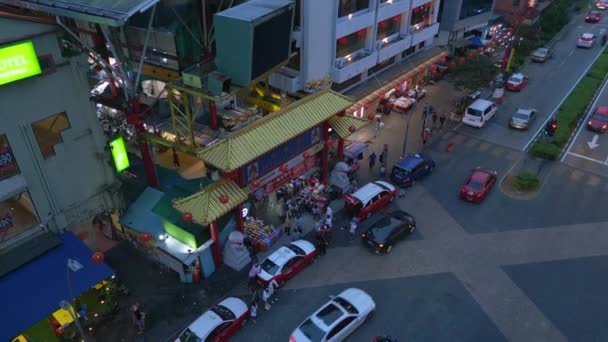 Куала Лумпур Чайнатаун Таун Петалінг Стріт Спускається Безпілотник Високоякісні Кадри — стокове відео