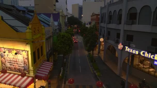 Kuala Lumpur Chinatown Town Petaling Street Vlieg Een Drone Hoge — Stockvideo
