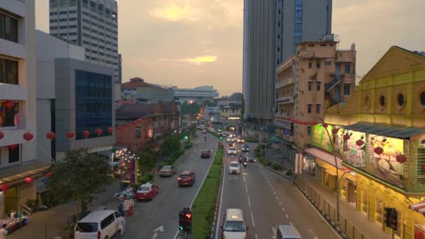Kuala Lumpur Chinatown Town Petaling Street Беспилотник Над Полетом Высококачественные — стоковое видео