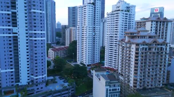 Kuala Lumpur Stadt Jalan Alor Food Street Tag Luftbild Fliegen — Stockvideo