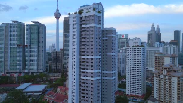 Kuala Lumpur Stadt Jalan Alor Food Street Tag Luftaufnahme Aufsteigende — Stockvideo